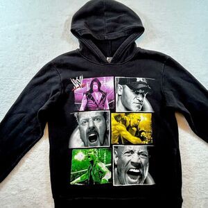 WWE Wrestling Hoodie Black Size XL 14/16 Boys The Rock John Cena Undertaker